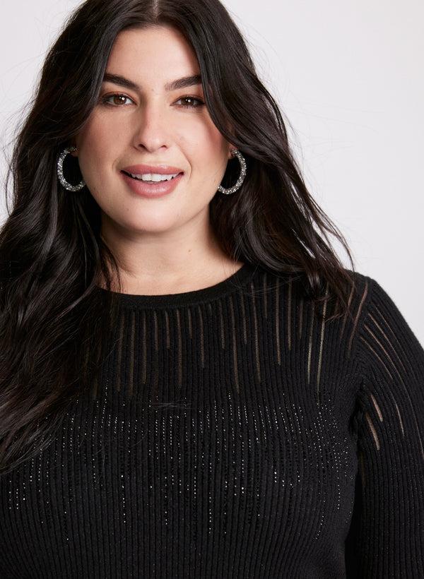 Laura Linear Rhinestone Motif Sweater