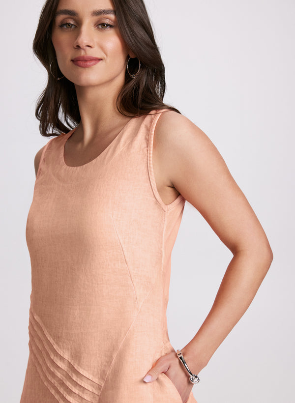 Laura Linen Bias-Cut Midi Dress