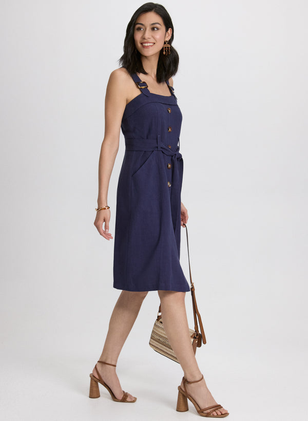 Laura Linen-Blend Button-Down Dress