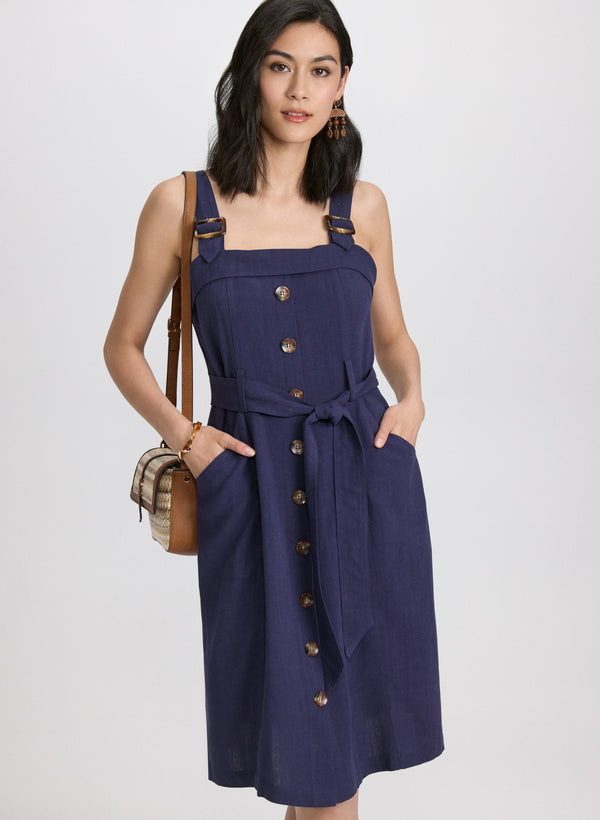 Laura Linen-Blend Button-Down Dress