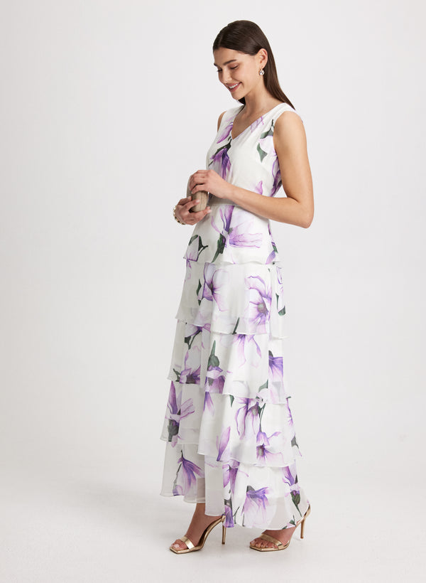 Laura Long Chiffon Floral Dress