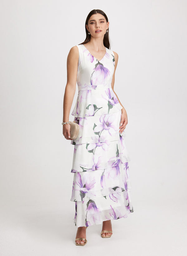 laura Long Chiffon Floral Dress