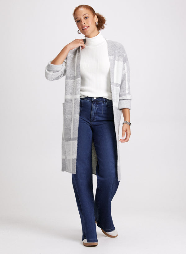 Laura Long Sleeve Plaid Cardigan