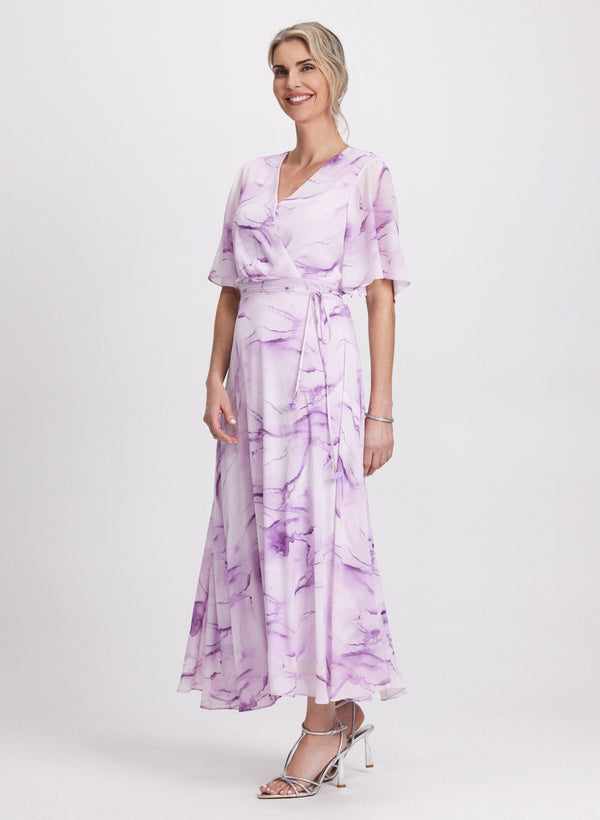 Laura Marbled Chiffon Dress