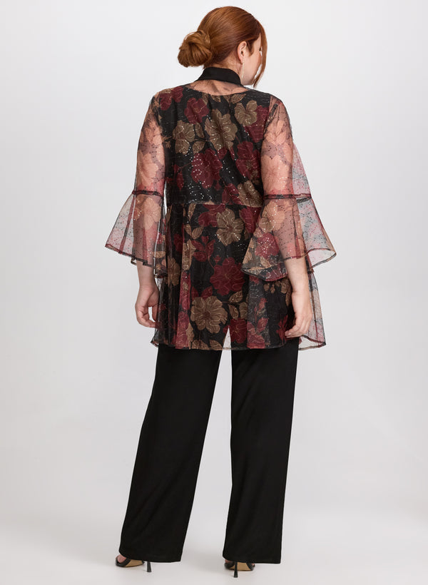 Laura Mesh Floral Jacket Top & Pants Set