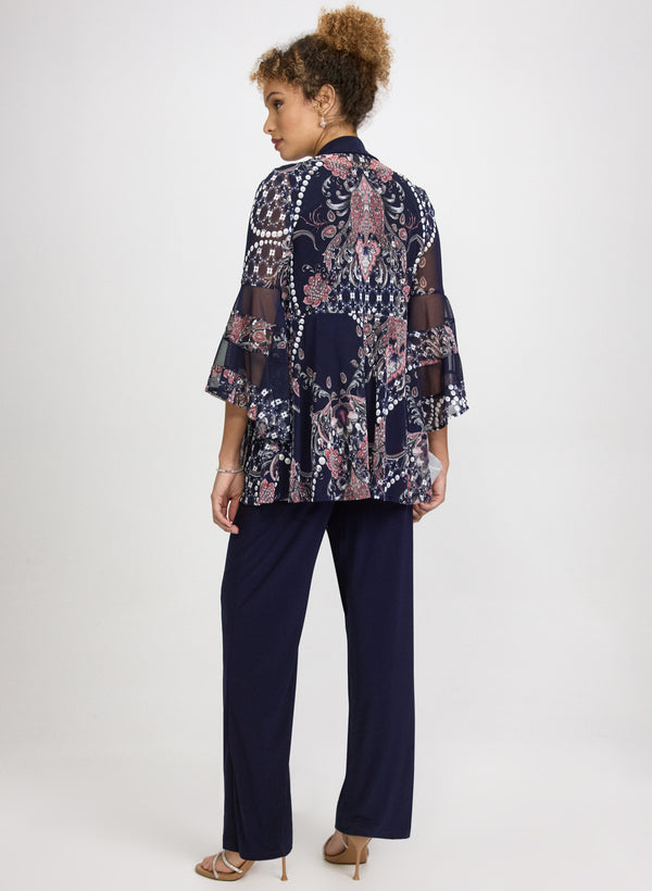 Laura Mesh Paisley Jacket Top & Pants Set
