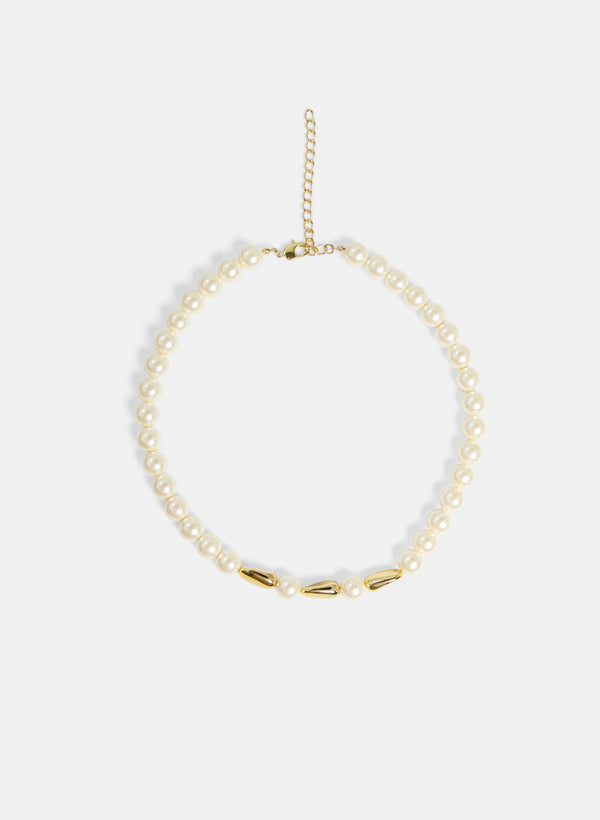 laura Metallic Bead & Pearl Necklace