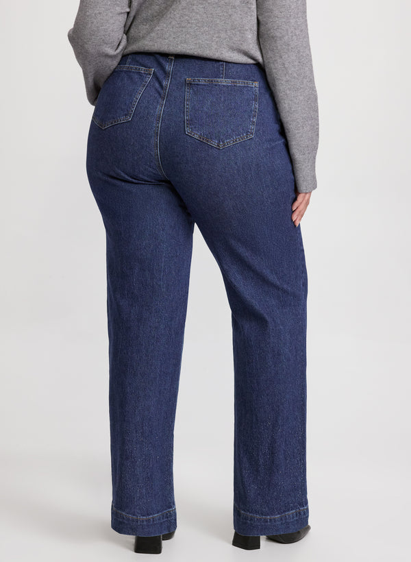 Laura Metallic Detail Wide-Leg Jeans
