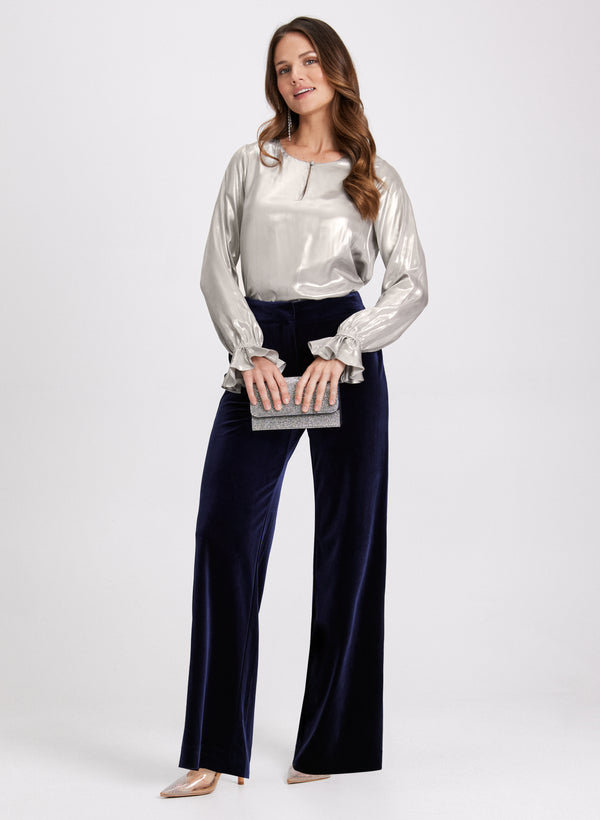 Laura Metallic Flared Cuff Blouse
