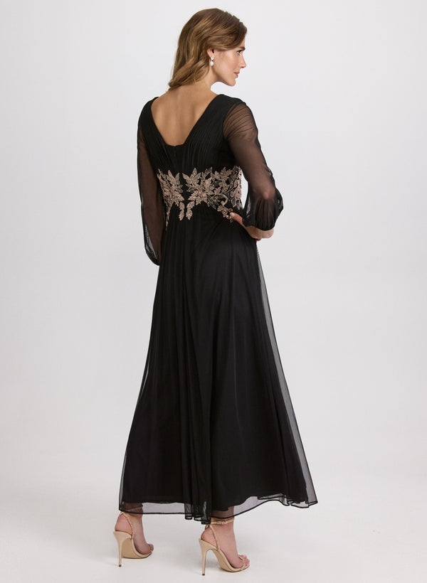 Laura Metallic Floral Appliqué Dress