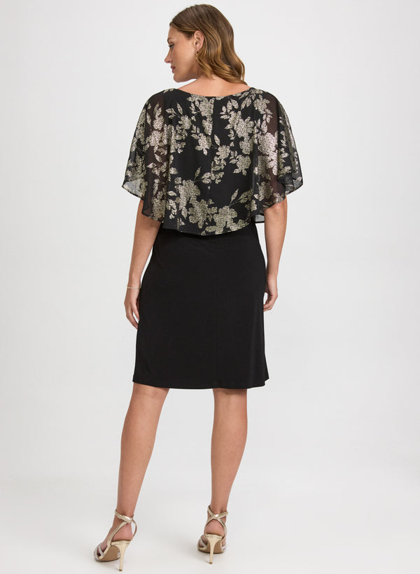 Laura Metallic Floral Overlay Dress