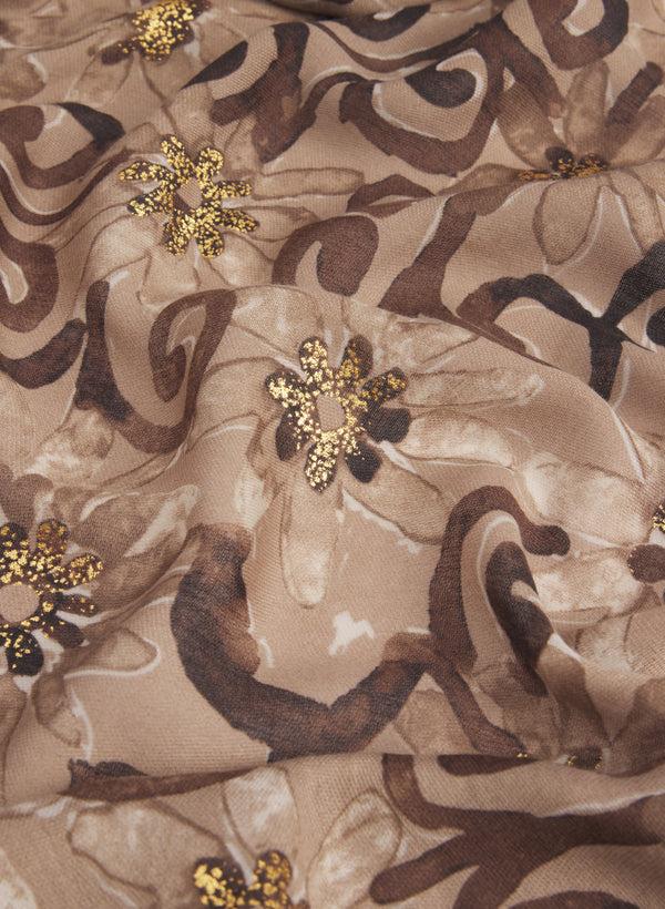 Laura Metallic Floral Print Scarf