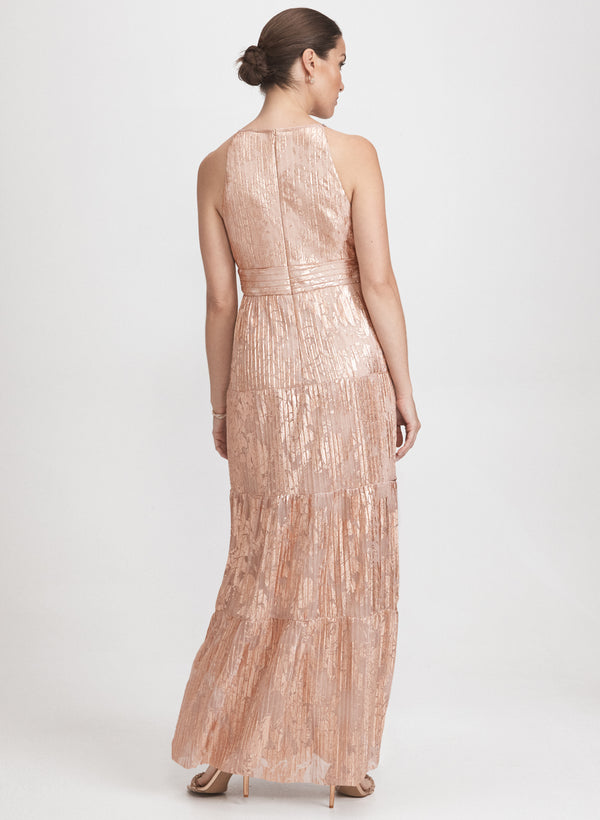 Laura Metallic Halter Neck Dress