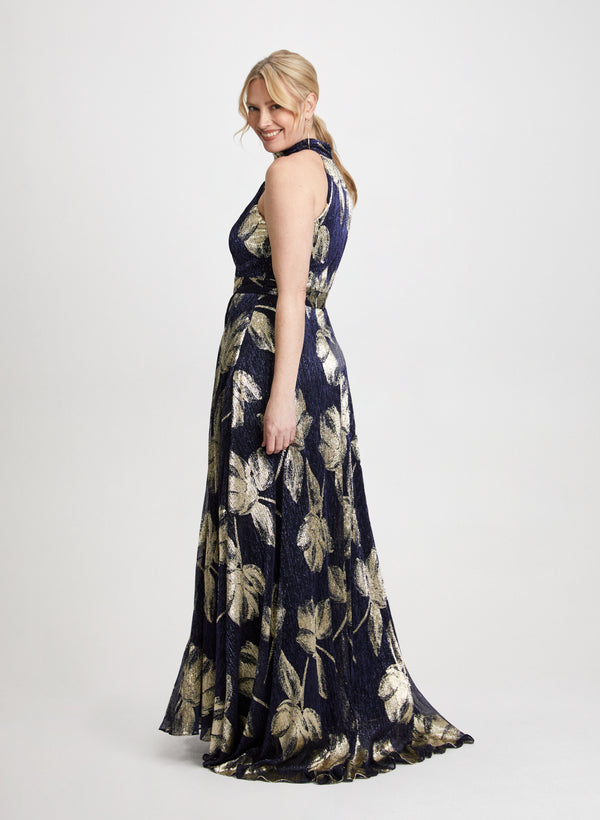 Laura Metallic Halter Neck Dress