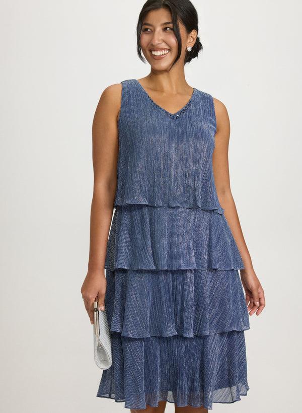 Laura Metallic Jacket & Tiered Dress Set