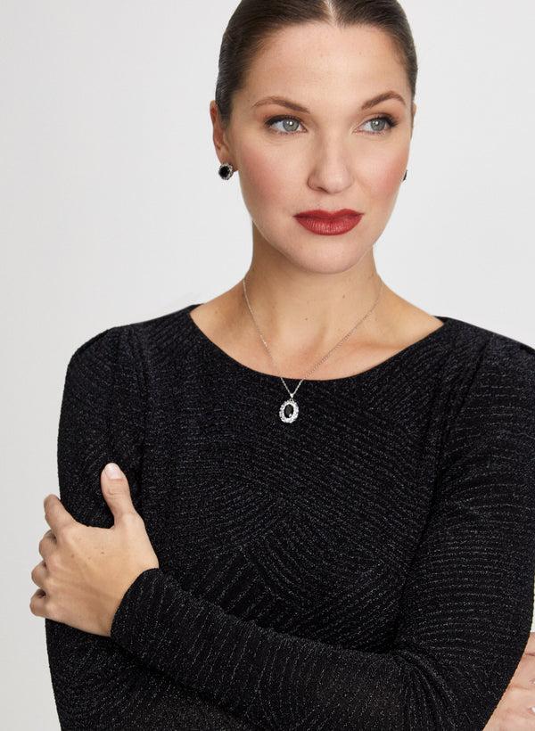 Laura Metallic Jacquard Motif Knit Dress