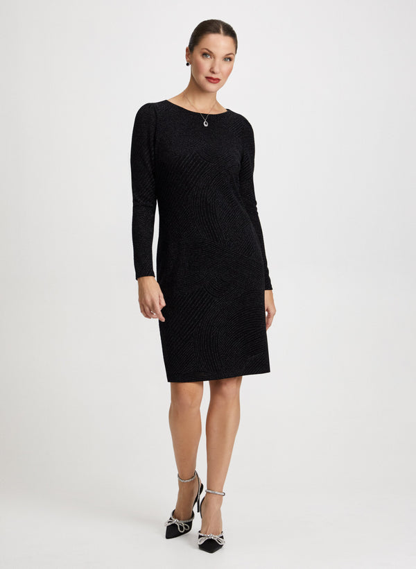 laura Metallic Jacquard Motif Knit Dress