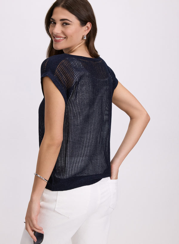 Laura Metallic Knit Pullover