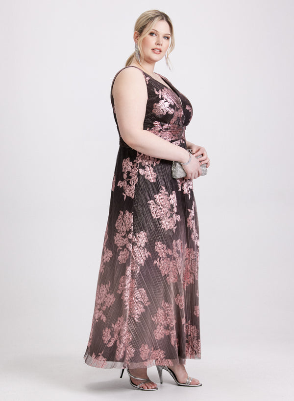 Laura Metallic Pleated Dress