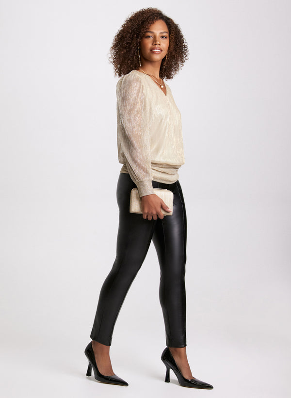 Laura Metallic Plissé Top