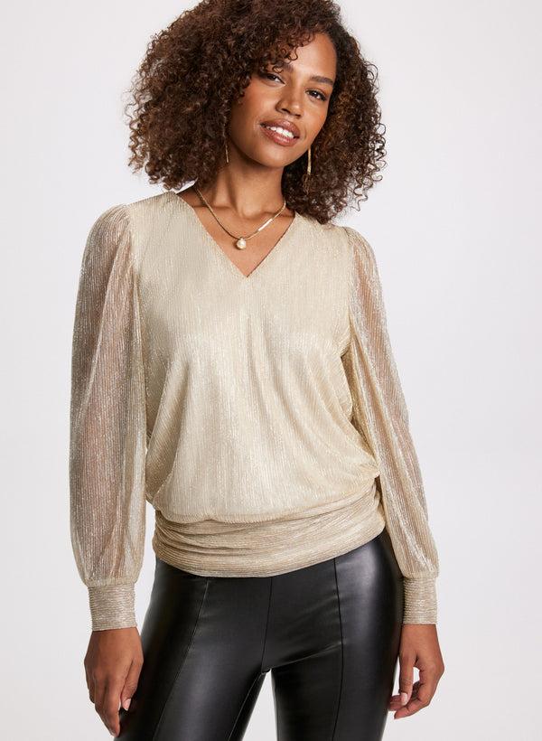laura Metallic Plissé Top