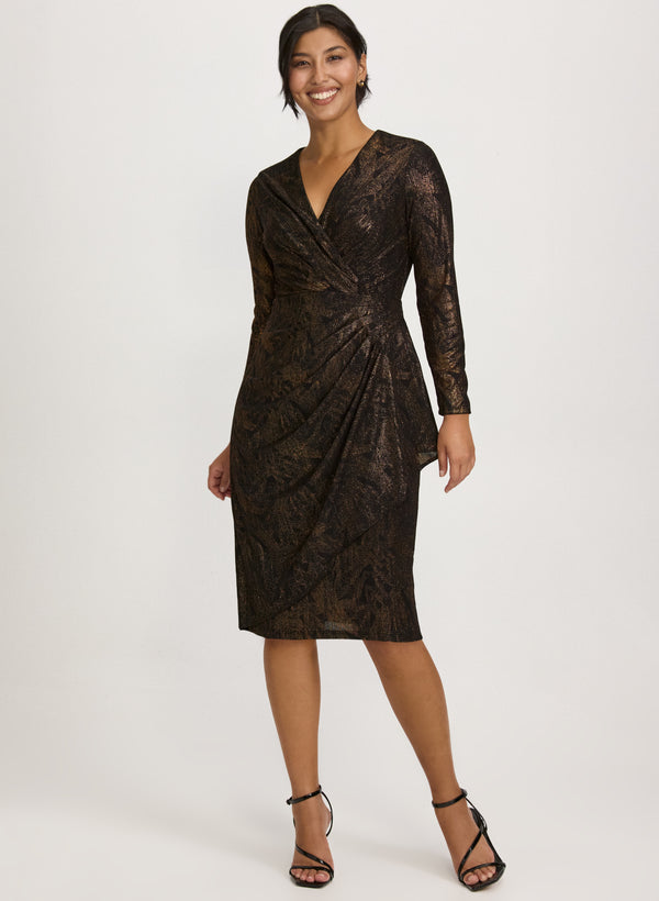 laura Metallic Waterfall Flounce Dress