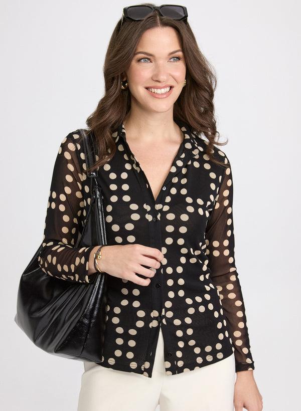 laura Mixed Polka Dot Top
