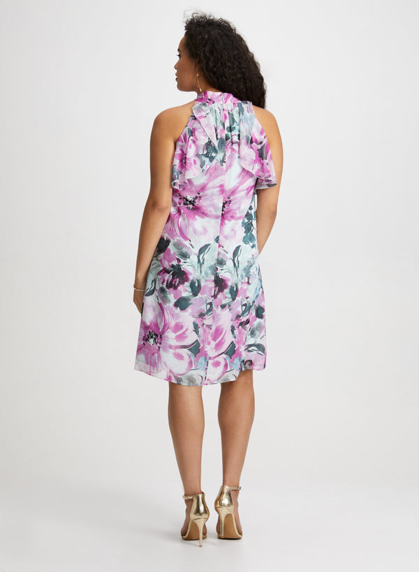 Laura Mock Neck Floral Print Dress