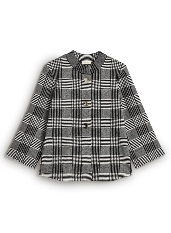Laura Mock Neck Plaid Cardigan