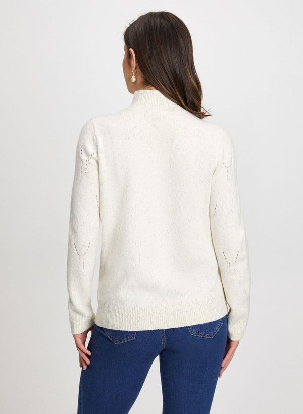 Laura Mock Neck Pointelle Detail Sweater