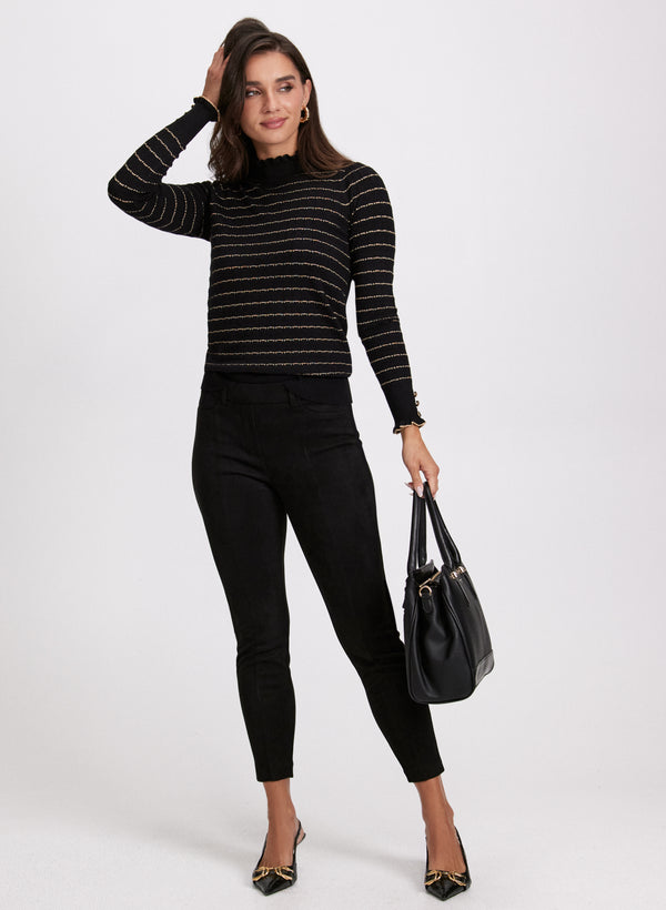 Laura Mock Neck Pointelle Stitch Sweater