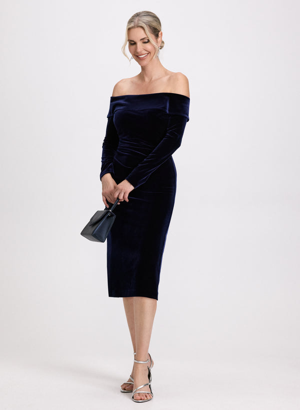 laura Off-The-Shoulder Velvet Dress