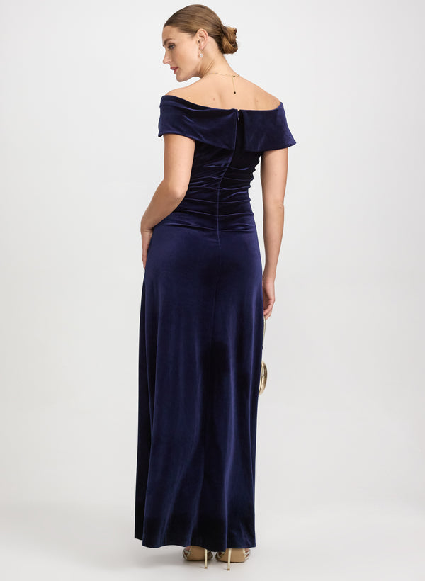 Laura Off-The-Shoulder Velvet Dress
