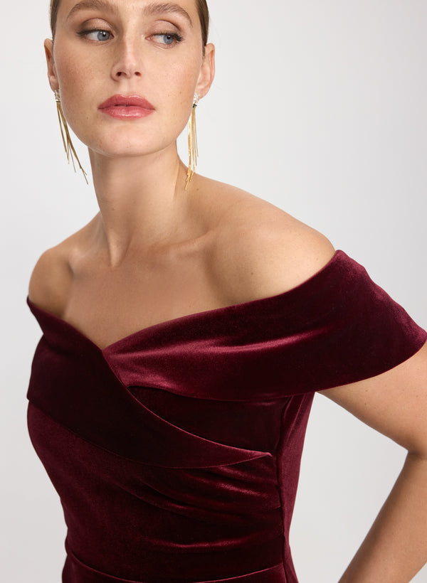Laura Off-The-Shoulder Velvet Dress