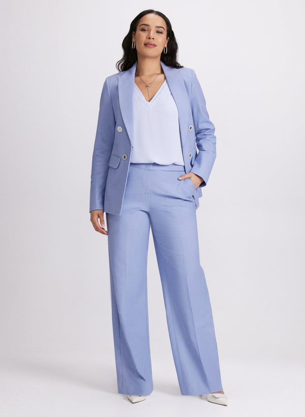 Laura Olivia Chambray Wide-Leg Pants