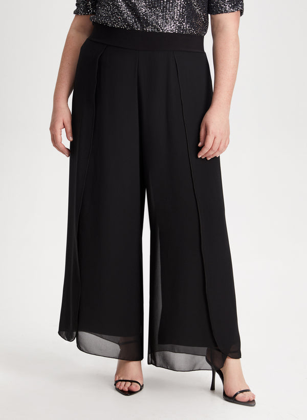 laura Olivia Chiffon Wide-Leg Pants