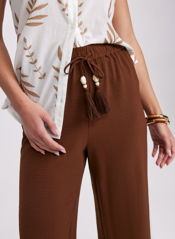 Laura Olivia Crinkled Wide-Leg Pants