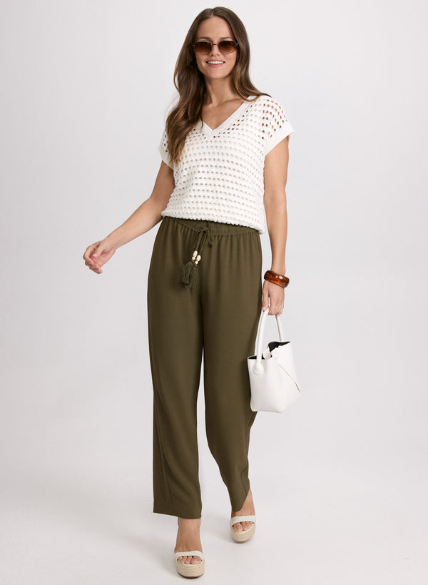 Laura Olivia Crinkled Wide-Leg Pants