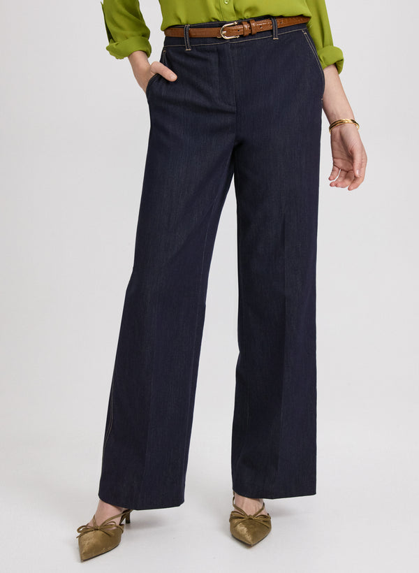 laura Olivia Denim Wide-Leg Pants