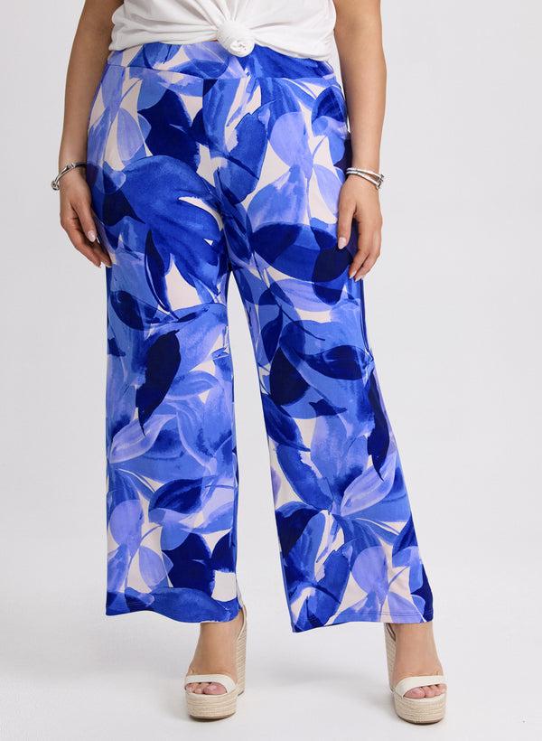 laura Olivia Leaf Print Wide-Leg Pants