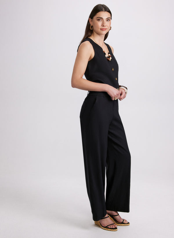 Laura Olivia Linen-Blend Pants