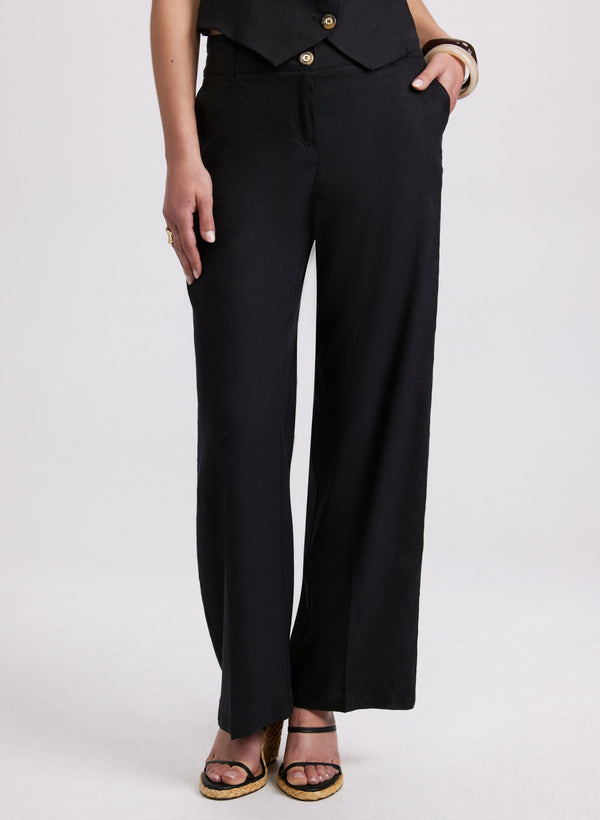 laura Olivia Linen-Blend Pants