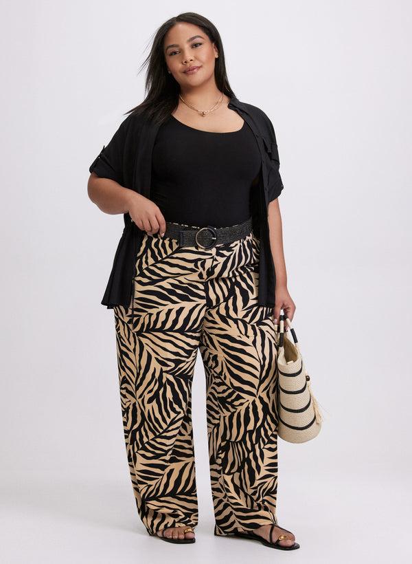 Laura Olivia Palm Print Wide-Leg Pants