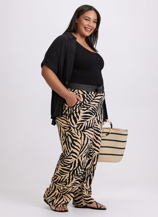 Laura Olivia Palm Print Wide-Leg Pants