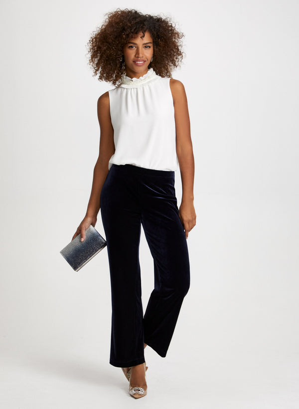 Laura Olivia Velour Wide-Leg Pants – Short