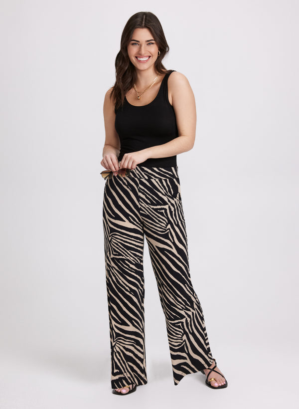 Laura Olivia Zebra Print Wide-Leg Pants