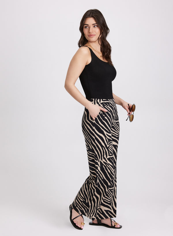 Laura Olivia Zebra Print Wide-Leg Pants