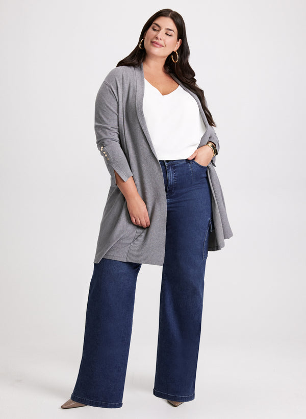 laura Open-Front Cardigan & Cargo Jeans
