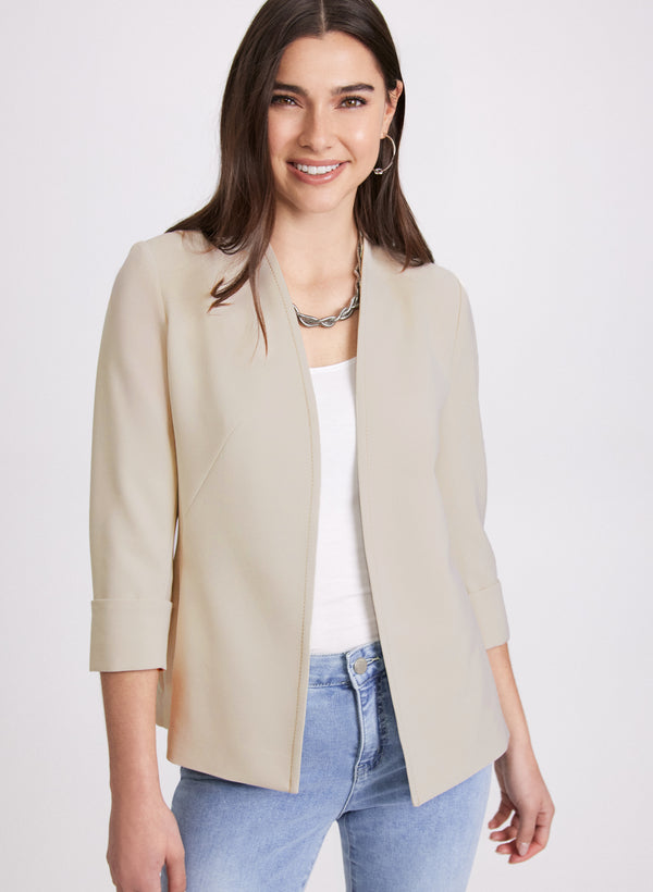 laura Open Twill Collarless Jacket
