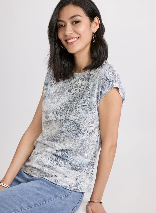 Laura Paisley Burnout T-Shirt